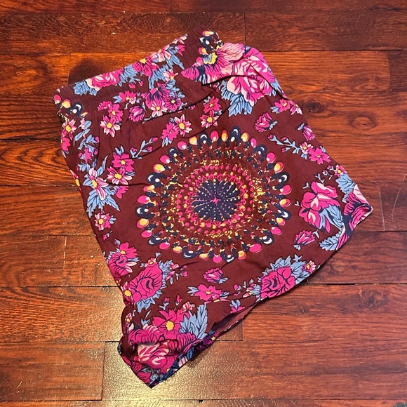 Francesca's Collections Floral Patterned Shorts - Pink and Blue - Picture 1 of 3